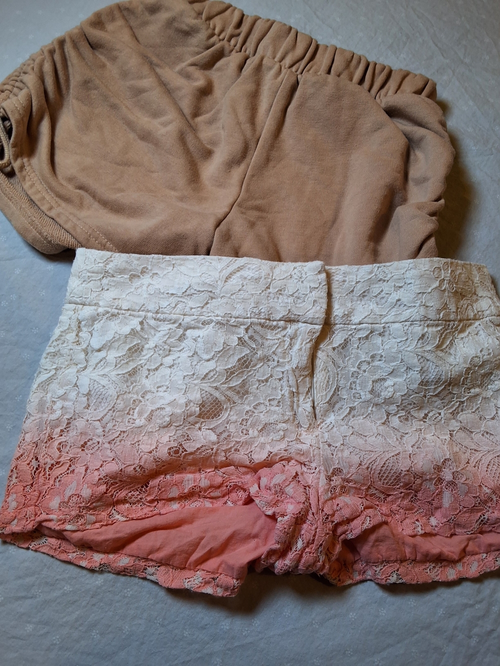 Charlotte Russe Lace Ombre Sleep Shorts - Pink & Cream